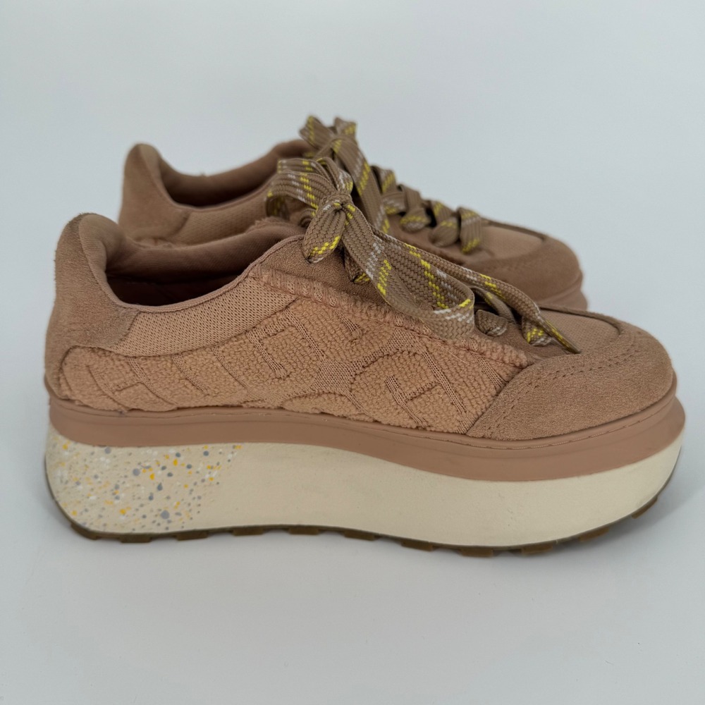 UGG Marin Lace Logo Platform Sneakers Chestnut Tan Suede 1125025 Womens 6 - Picture 8 of 15